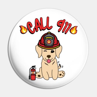 Firefighter Golden Retriever Pin