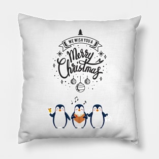 Christmas Penguins Caroling Pillow