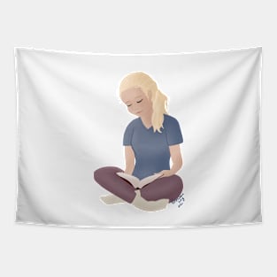 Blonde Girl Reading Tapestry