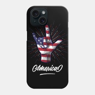 I Love You Hand Sign Gesture USA American Flag Cute Phone Case