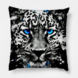 Leopard with blue eyes Pillow