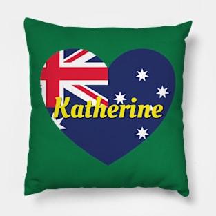 Katherine NT Australia Australian Flag Heart Pillow