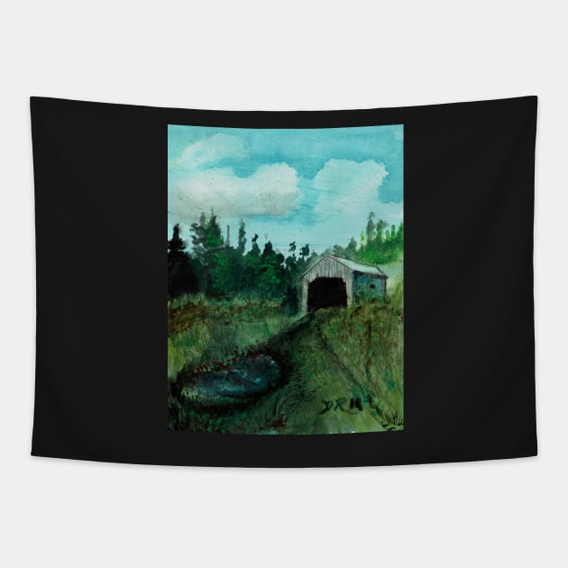 William Mitton Covered Bridge Tapestry by DureallFineArt