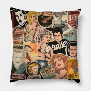 1960 Retro Rock’n’Roll Collection Great Gifts For 60’s Lifestyle and Music Lovers Pillow