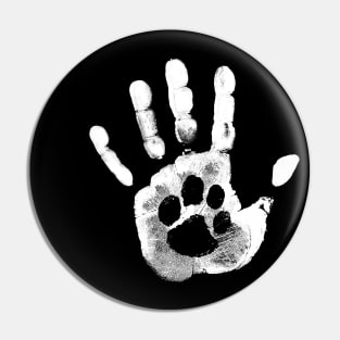 Realistic Handprint with a Dog Paw Pin