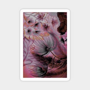 LARGE ART  PURPLE PINK TROPICAL FLOWERS PALM FERNS TRIFFIDS DECO POSTER Magnet