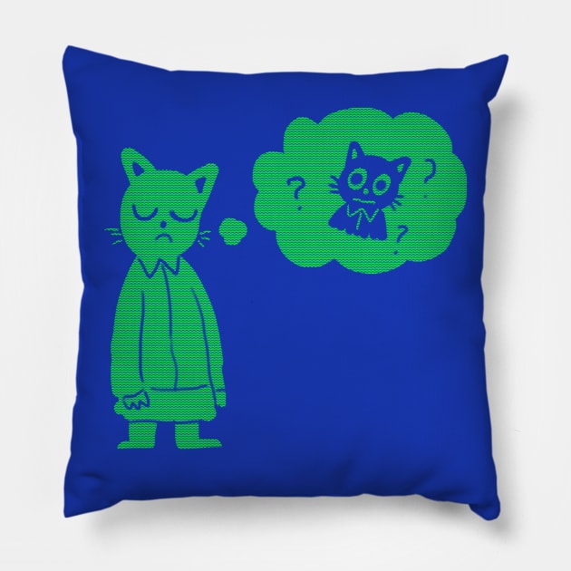 Thinking Cat Pillow by le_onionboi