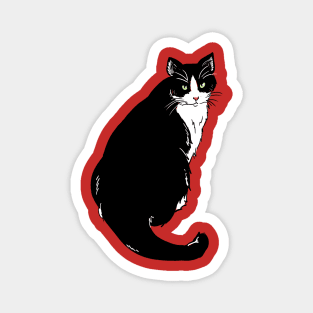 Cute Tuxedo Cat Illustration Magnet