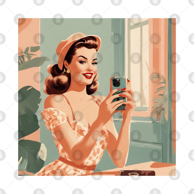 Snapshot Vintage Vanity Mirror Selfie Pin Up Art by di-age7