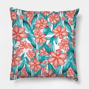 Red Watercolor Wild Flower Pillow