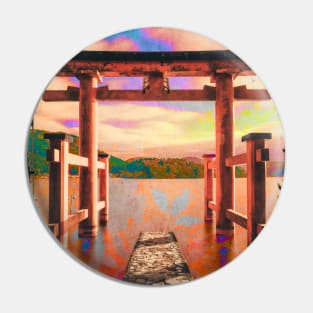 Japan Torii Gate In Water Sunset Collage Art 62 Pin