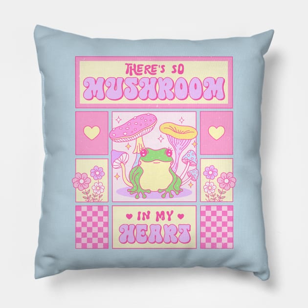 Theres So Mushroom In My Heart. Frog In Love. Happy Valentines Day Pillow by Pop Cult Store