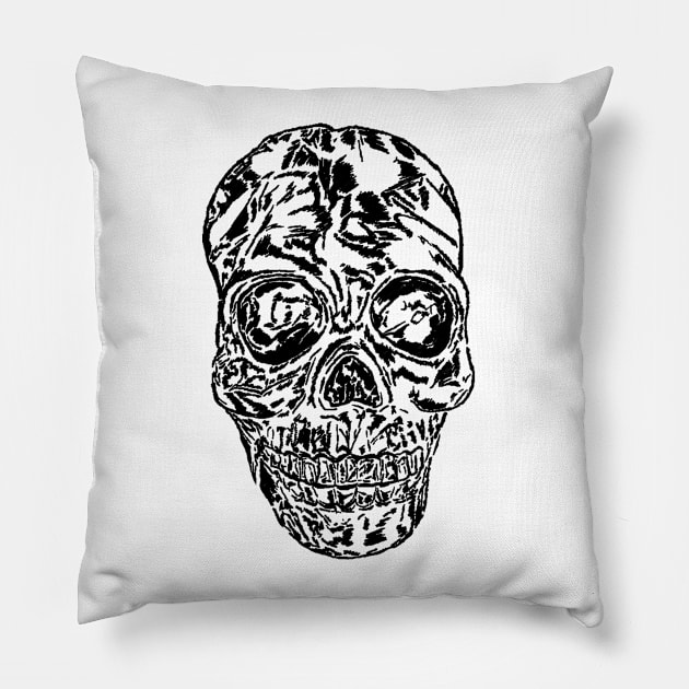 Bigger Black Skull Pillow by MMArt