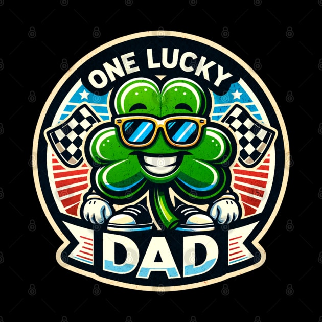 One Lucky Dad Cool Shamrock Sunglasses Racing Checkered Flag St Patrick's Day Irish St Paddy's Day by Carantined Chao$