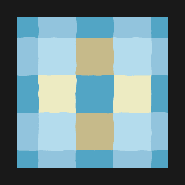 irregular gingham pattern in blue and beige by colorofmagic