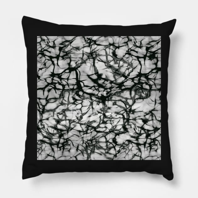 Webby Waves | Black and White and Gray Digital Illustration Pillow by cherdoodles