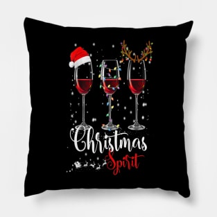 Funny Christmas Spirits Glasses Of Wine Xmas Holidays Party Pillow