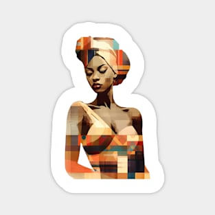 African Woman with African Pattern Black Pride Magnet