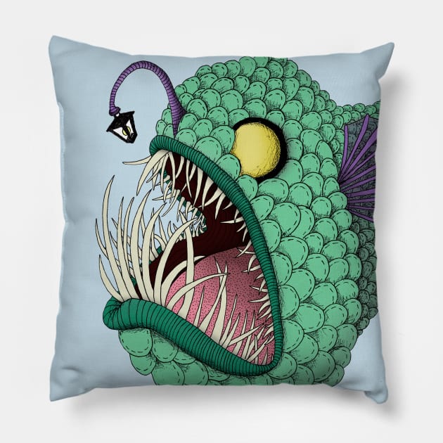 Deep Sea Angler Pillow by agrapedesign