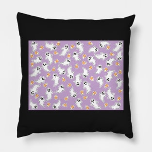 Ghost Candy Corn on Purple Pillow