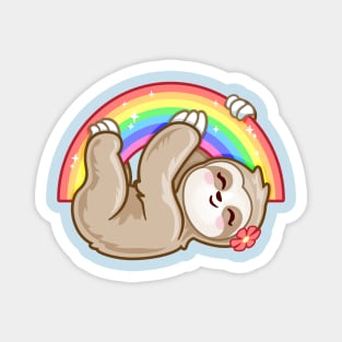 Cute sloth hanging on a rainbow Magnet