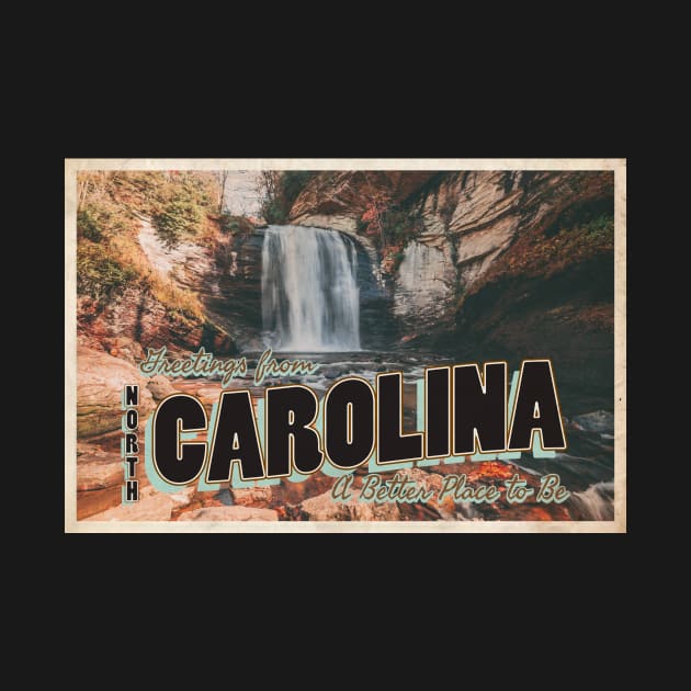 Greetings from North Carolina - Vintage Travel Postcard Design by fromthereco