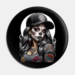 Chicana Always Laughing Never Crying Pin