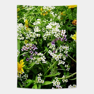 White, Lavender and Yellow Wild Flowers Tapestry