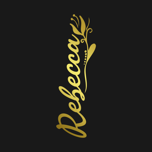 Rebecca Name Faux Gold Yellow Tulip Flourish by xsylx