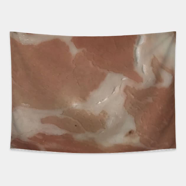 Dry aged Pancetta Italian bacon texture background. Tapestry by FOGSJ