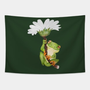 Frog with Daisy Watercolor Tapestry