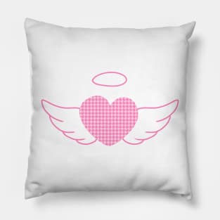 Pink Houndstooth angel heart (y2k preppy plazacore) Pillow