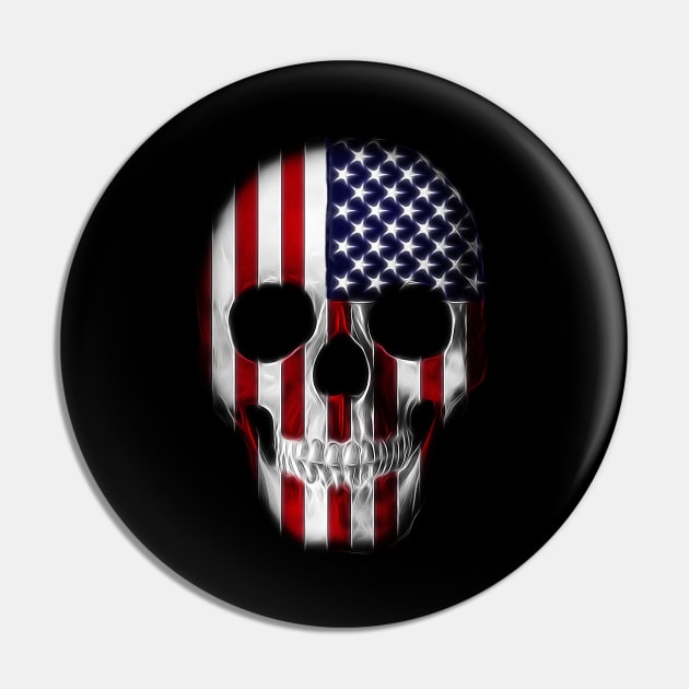 American Patriot  Flag Skull Pin by imdesign