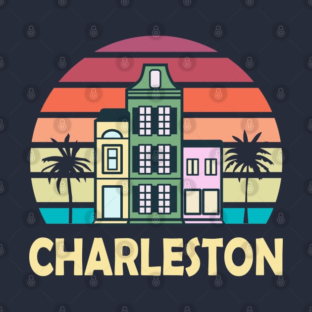 Charleston South Carolina Vintage Houses Palmetto Retro by SubtleSplit