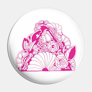 Pink floral tattoo Pin