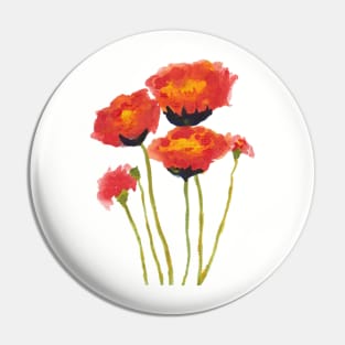 Five Blooming Red Flowers Pin