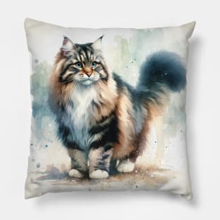 American Bobtail - Watercolor Cat Pillow