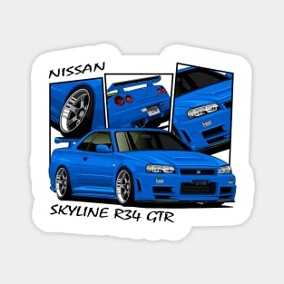 Nissan Skyline GTR R34, JDM Car Magnet