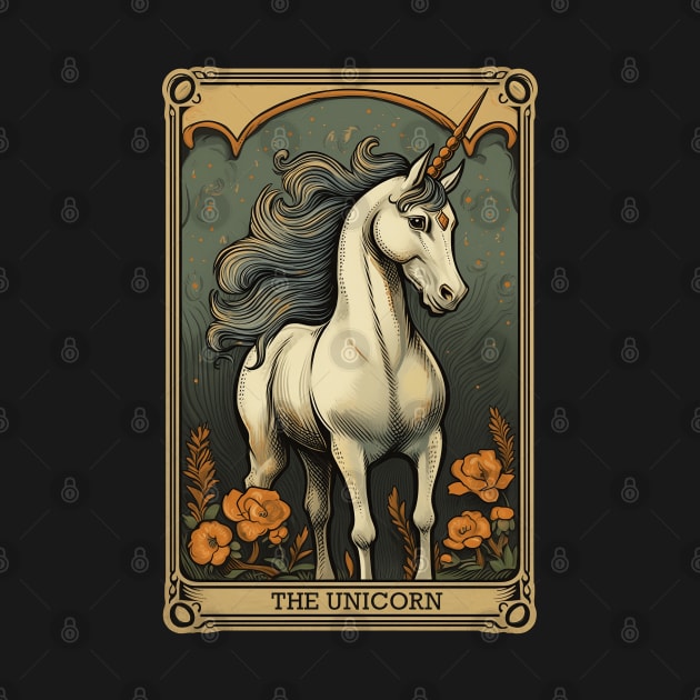 Unicorn Tarot Card Vintage Artwork by origato