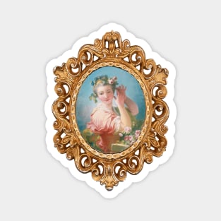 18th century French lady portrait gold Magnet