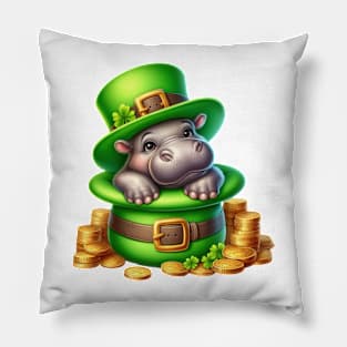 Hippo Hat for Patrick's Day Pillow