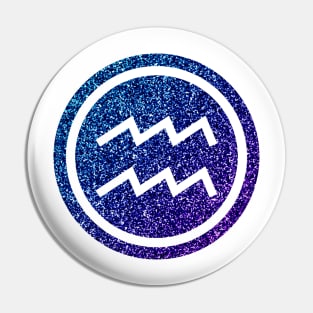 Blue Purple Glitter Zodiac - Aquarius Pin