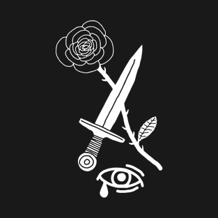 Rose, Dagger & Eye (White) T-Shirt