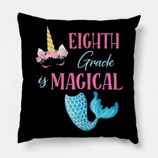 Flowers Unicorn Mermaid Eighth Grade Magical Student Teacher Pillow