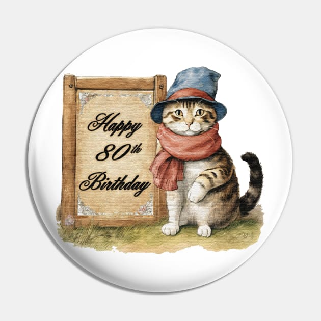 Happy 80th Birthday Pin by JnS Merch Store