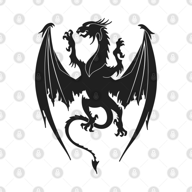 Silhouette heraldic dragon insignia by wingsofrage