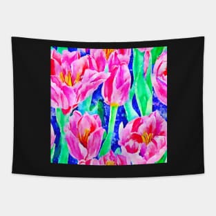 Field of tulips watercolor pattern Tapestry