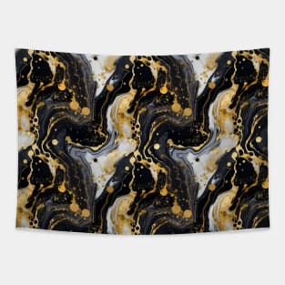 Black and Gold Liquid Marble Texture Tapestry