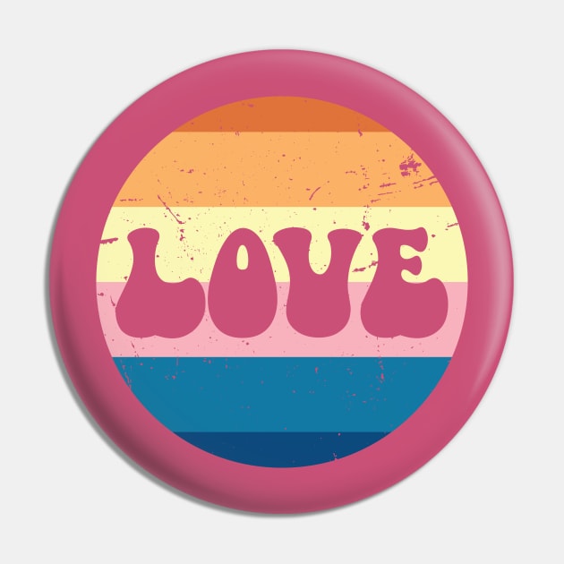 Retro Love Typography On Pastel Vintage Sunset Striped Background Pin by Sandy Richter Art & Designs