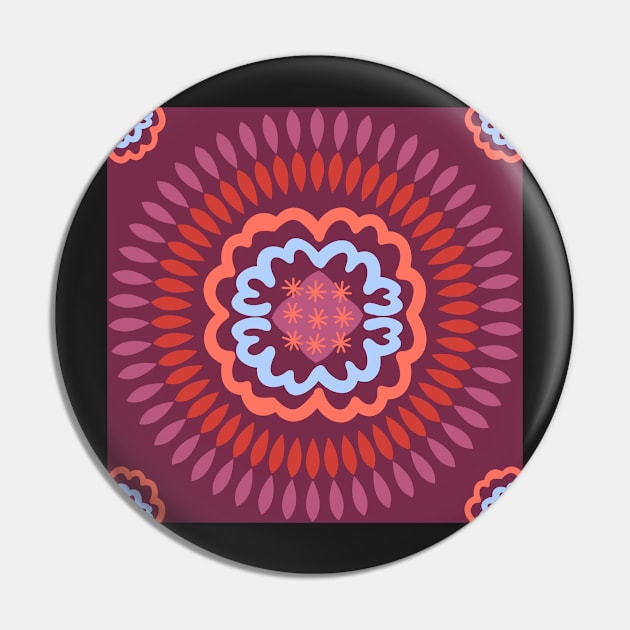 Berry and Sky Mandala Pin by FrancesPoff